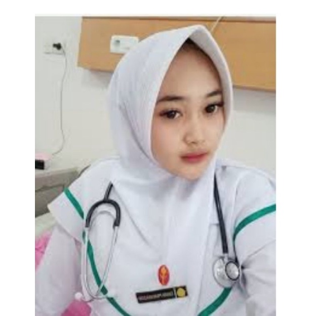 Hijab Suster Terbaru/Jilbab Bidan/Kerudung Perawat/Bergo Instan DinKes, Stikes/Busa Antem Garis Full-Toska tengah