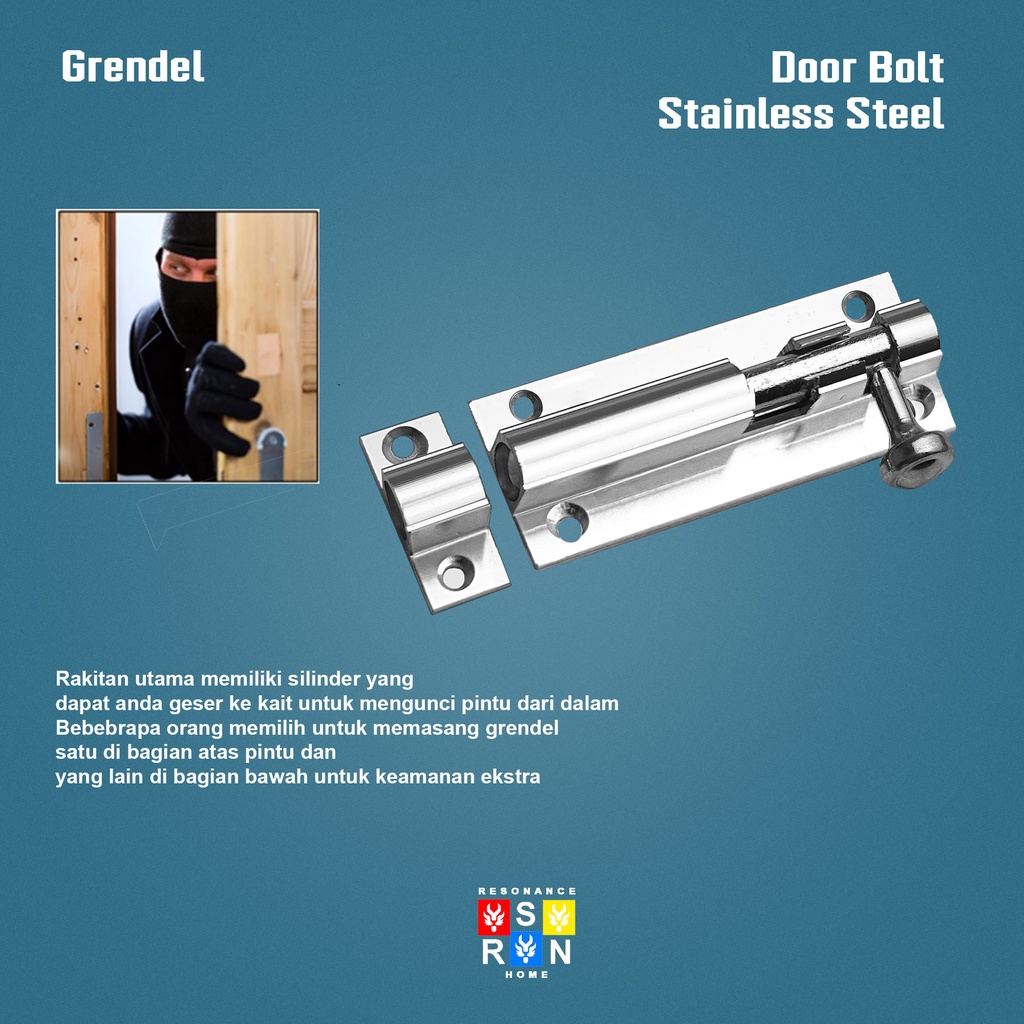 Slot Pintu Silver 3&quot; l Jendela Plat Tebal Grendel 3 Inch Inci l Barel Bolt Resonance Home