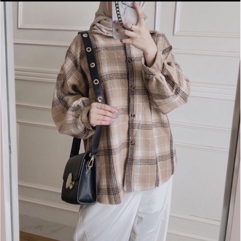 Kimberly Flanel Shirt / Kemeja Flanel / Kemeja Flanel Oversize-Coklat Part 2 Ld 130