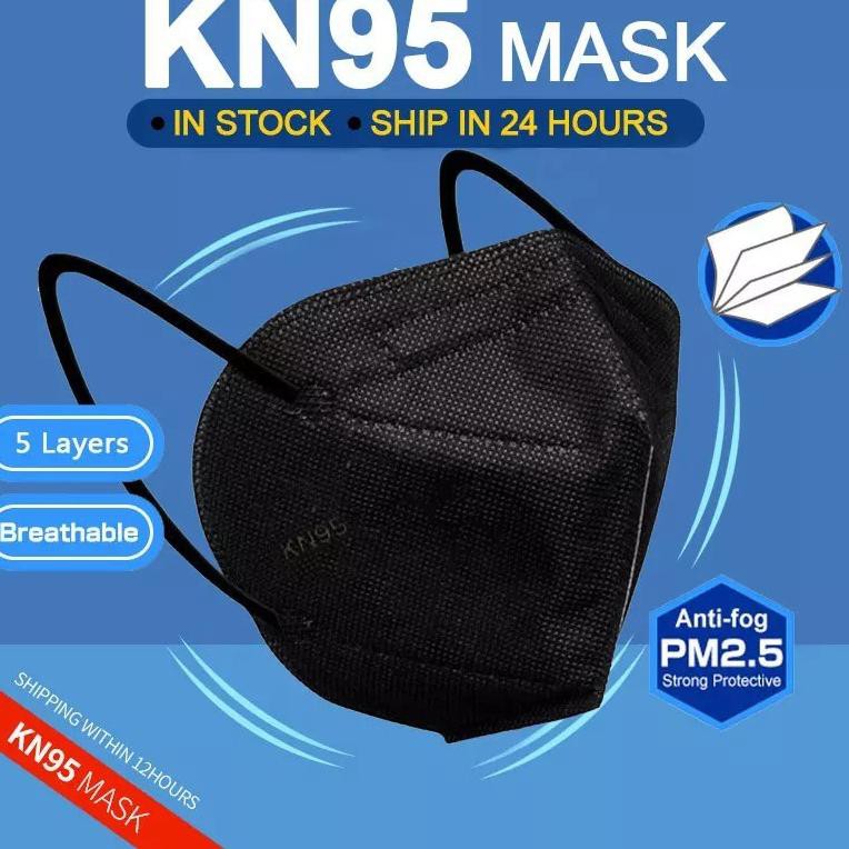 BIG SALE Masker KN95 5 Ply Hitam Face Mask KN95 Diposible Mask Isi 50 Pcs Stock Banyak