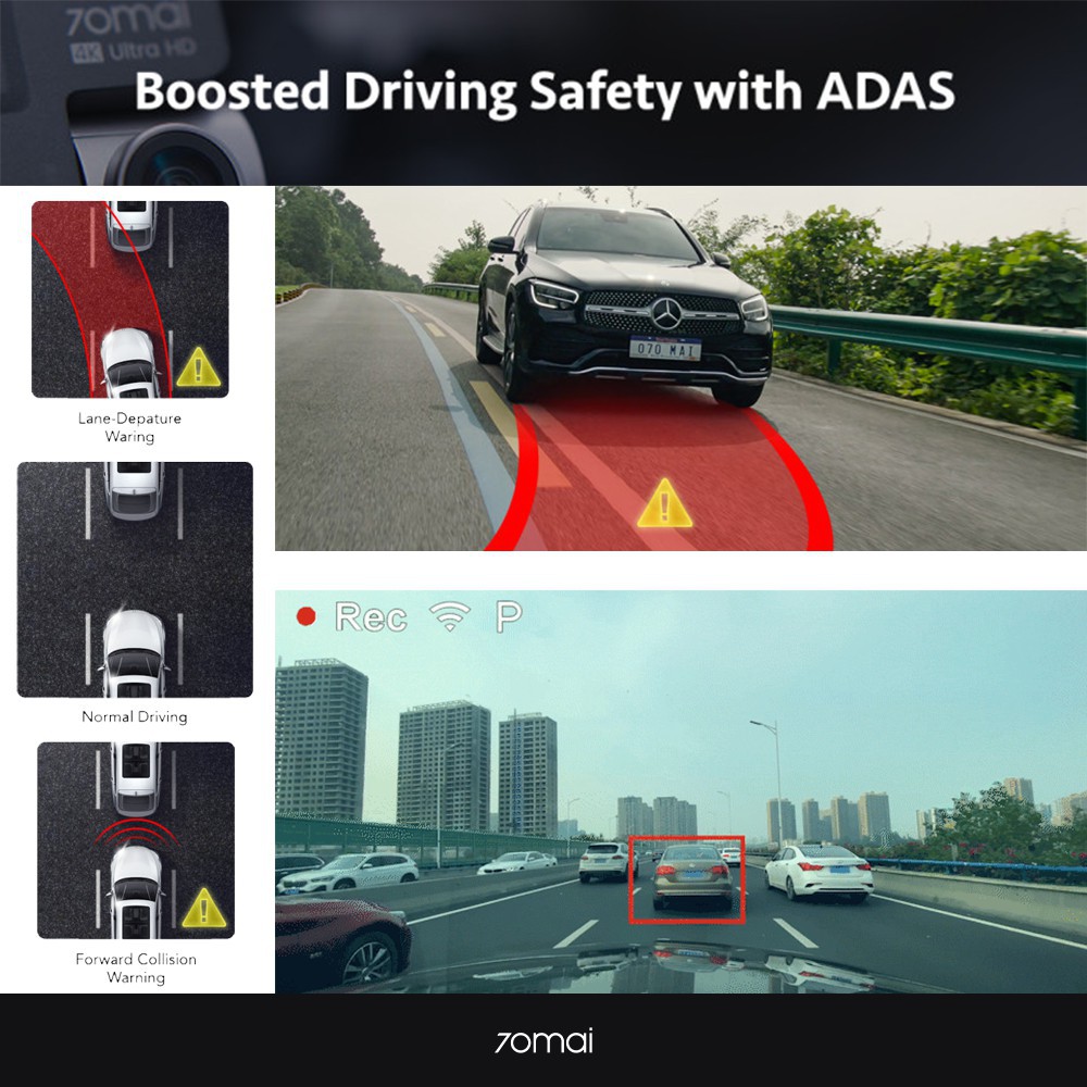 70mai Dash Cam A800s HD 4K 2160P GPS ADAS Set (Front+Rear Camera)-1