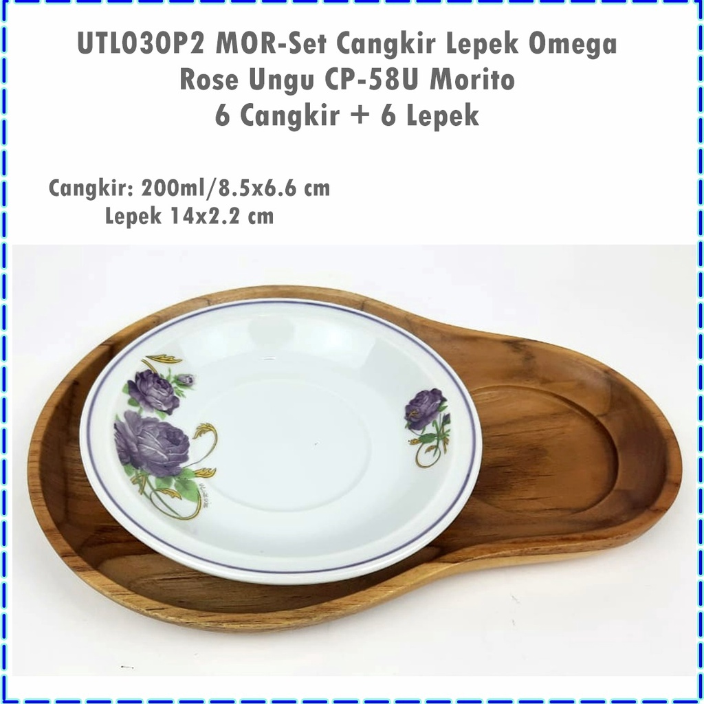 UTL030P2 Set Cangkir Lepek Omega Rose Ungu CP-58U Morito