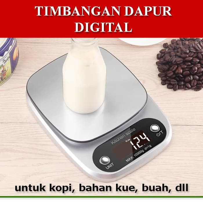 Timbangan Dapur Digital - Timbangan Untuk Kopi -  Bahan Kue -  Buah Dll - Kitchen Scale 10 Kg