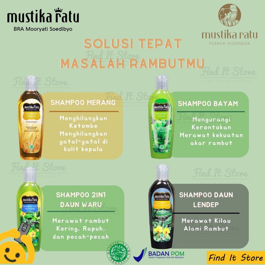 Mustika Ratu Shampoo All Series 175ml Perawatan Rambut Shampo Bayam Merang Daun Waru Daun Lendap Hair Care Treatment