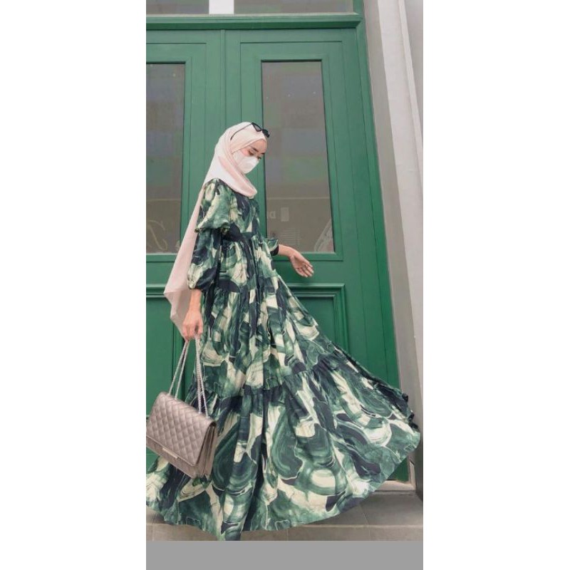 new belle dress by DNK hijab warna green