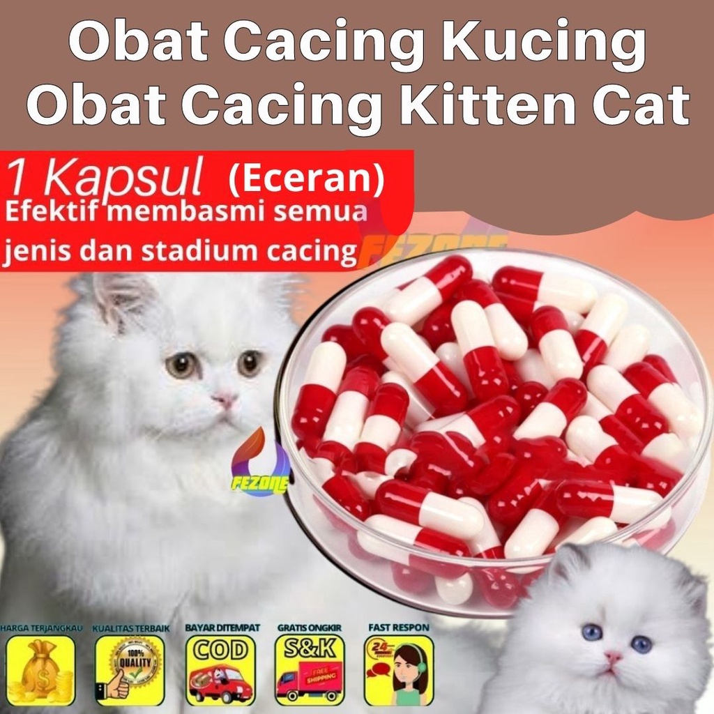 1 Capsul - Obat Cacing Kucing Obat Cacing Hewan Kitten Cat Mengobati Segala Jenis Cacing Hati Cacing Pita Dengan Cepat FEZONE