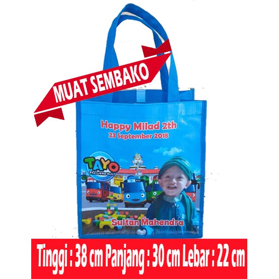 

Tas Souvenir Goodie Bag Ulang Tahun Ultah Anak MUAT SEMBAKO Custom Foto Anak FREE Desain