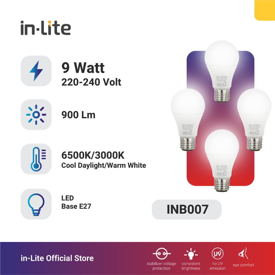 Lampu Inlite 9 watt InLite BELI 3 GRATIS 1 In Lite 9w