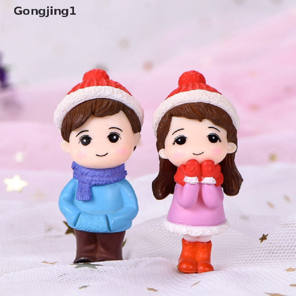 Gongjing1 2pcs / set Miniatur Pasangan Kekasih Untuk Dekorasi Taman Mini / Lansekap Mikro