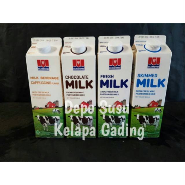 Susu Diamond 1 Litter Rasa Coklat / Strawberry / Skim / Cappucino | Susu Segar Fresh Milk 1lt