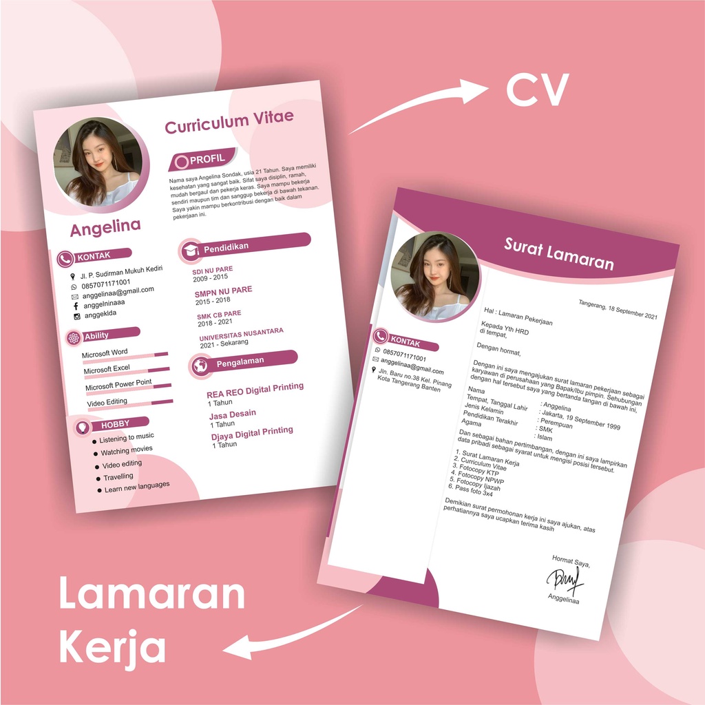 ( NEW ) CV + Lamaran Kerja , Curriculum Vitae , Lamaran Kerja