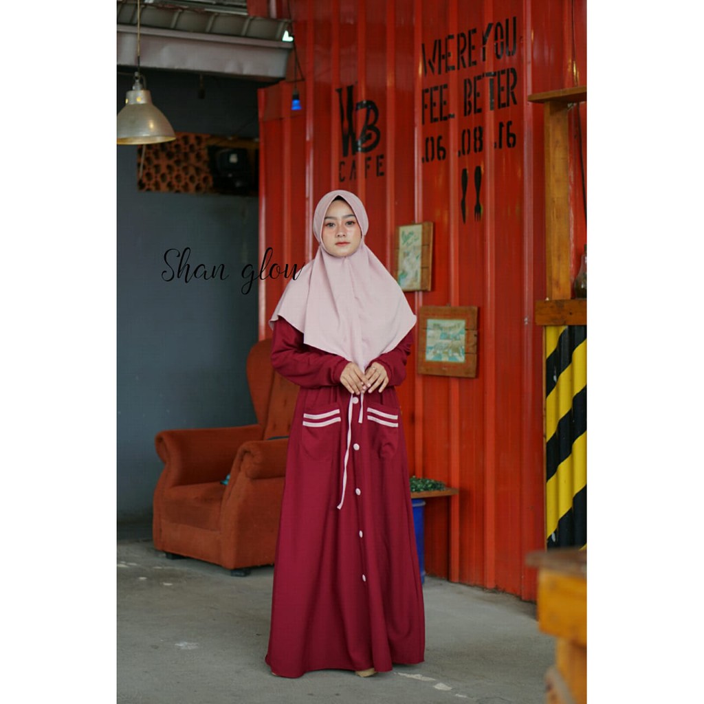 Gamis remaja casual syari Itycrepe set bergo maryam GLADIS by Shan glow jilbab hijab hijaber ootd