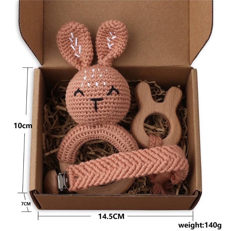 Mary 4pcs / Set Mainan Rattle Teether Bentuk Jerapah Kartun Bahan Kayu Untuk Bayi