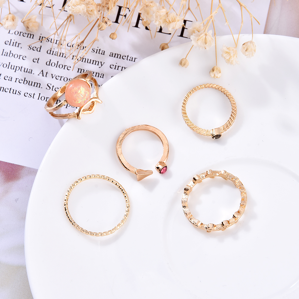 [5Pcs] Cincin Sendi Jari/Knuckle Wanita Bentuk Segitiga Warna