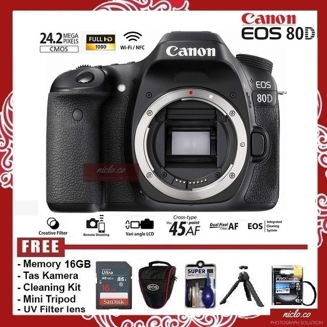 [NEW] KAMERA EOS CANON 80D BODY ONLY (BO) WIFI - GARANSI 1 TAHUN - CAMERA DSLR 90d 70d 5d 6d