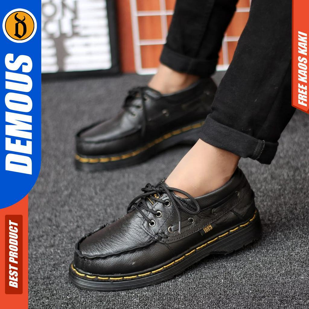 DEMOUS KILUA  - Sepatu Docmart Low Boots Formal Pantofel Kerja Casual Hitam Pria