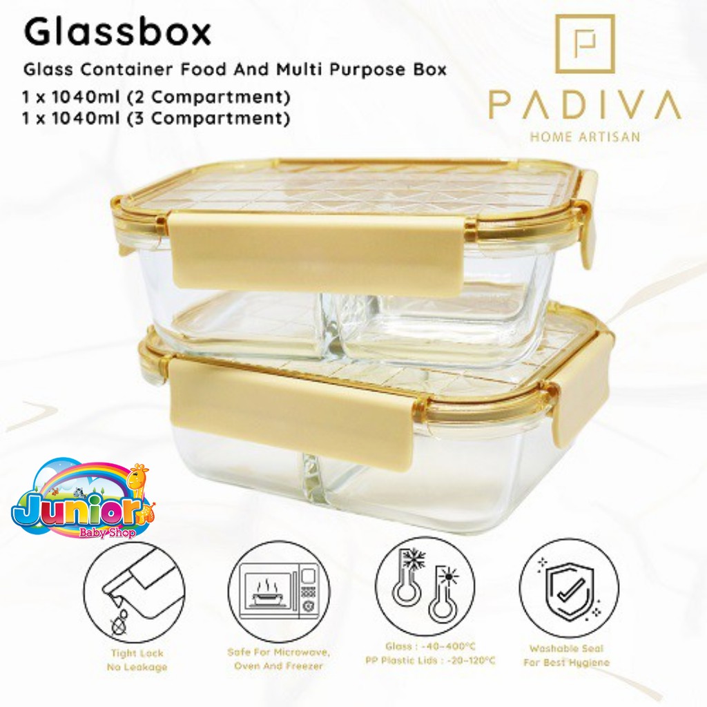 Padiva Glassbox Crystal 1040ml Mix 2cmp+3cmp Aqua/Silver/Pink