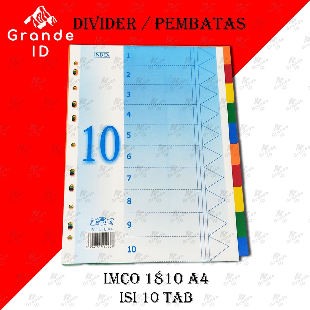 

DIVIDER IMCO 1810 A4 ISI 10 PEMBATAS BINDER IMCO IM 1810 A4
