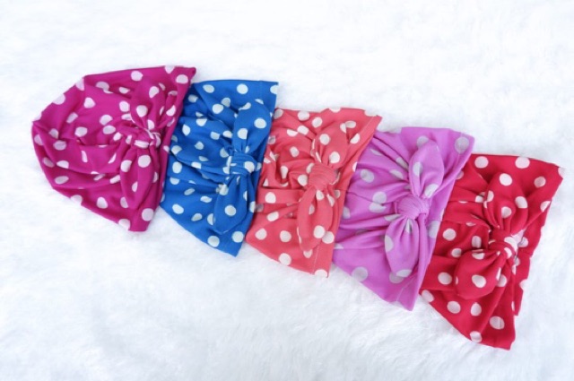 Turban Polkadot (0-3th) Bahan Jersey Lembut Melar