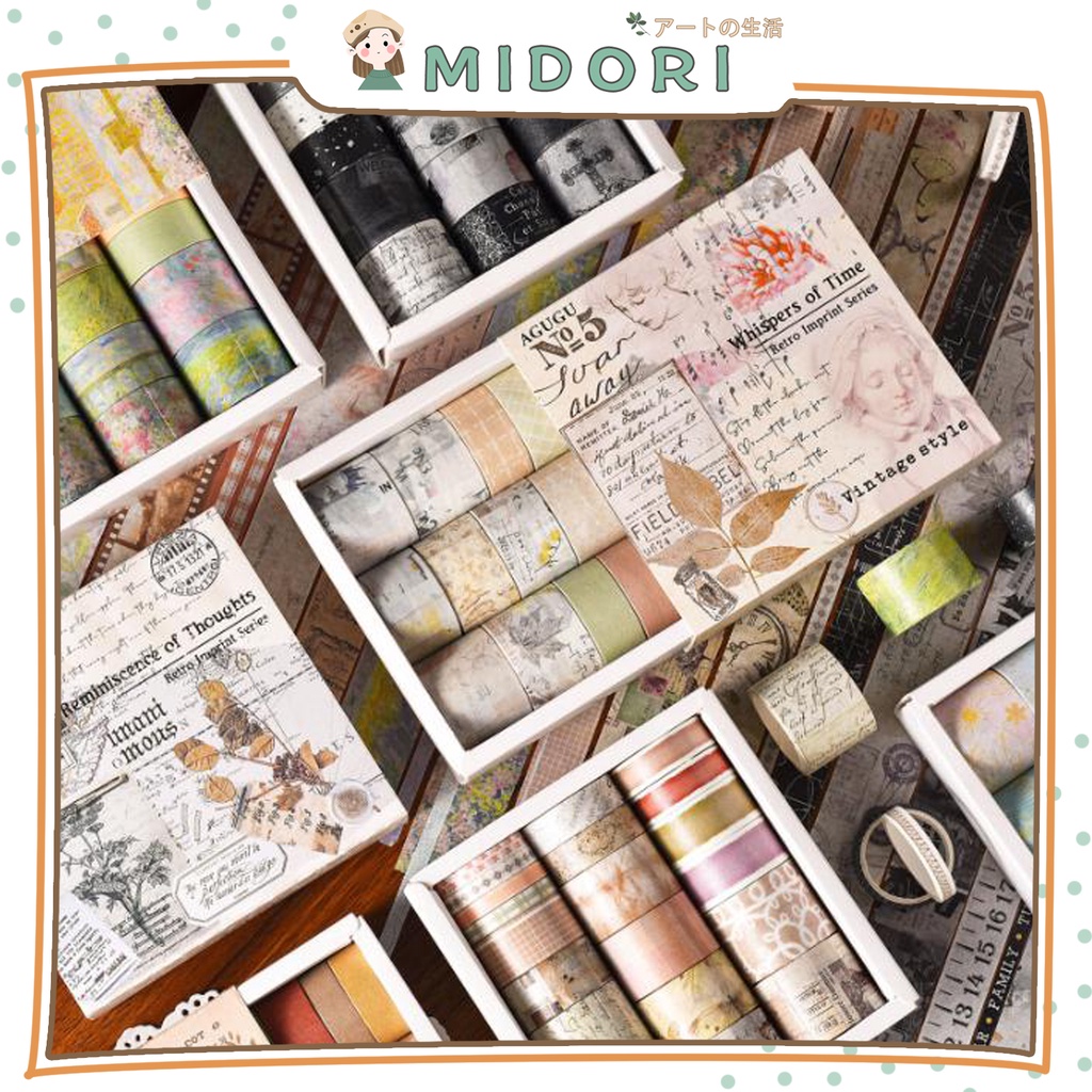 

[MIDORI] 20 Rolls WASHI TAPE BOX COLOURFUL AESTHETIC Washi Tape Decor Jurnal Dekor Masking Tape Scrapbook - A0039