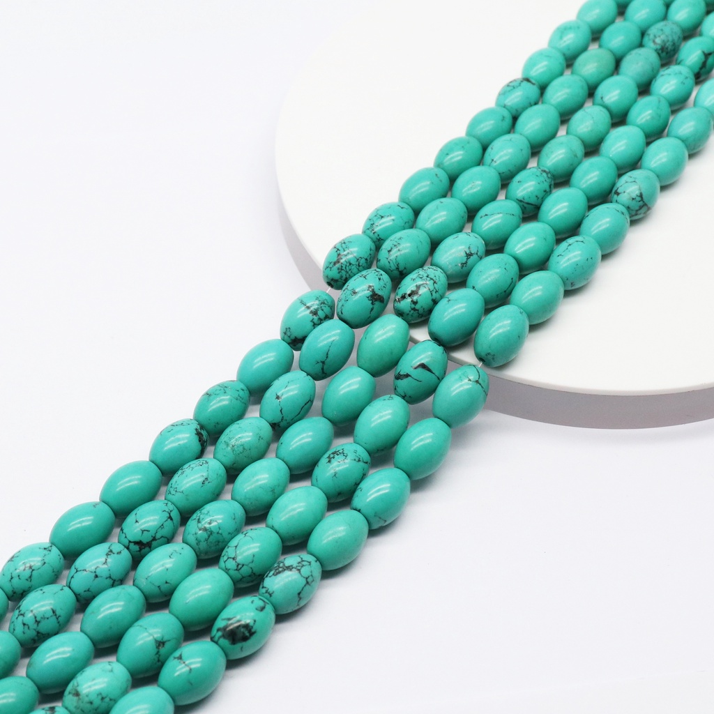 Manik-Manik Batu Turquoise Howlite Size 10x14 mm Bentuk Drum | Manik Batu Turquoise Howlite Asli Bah