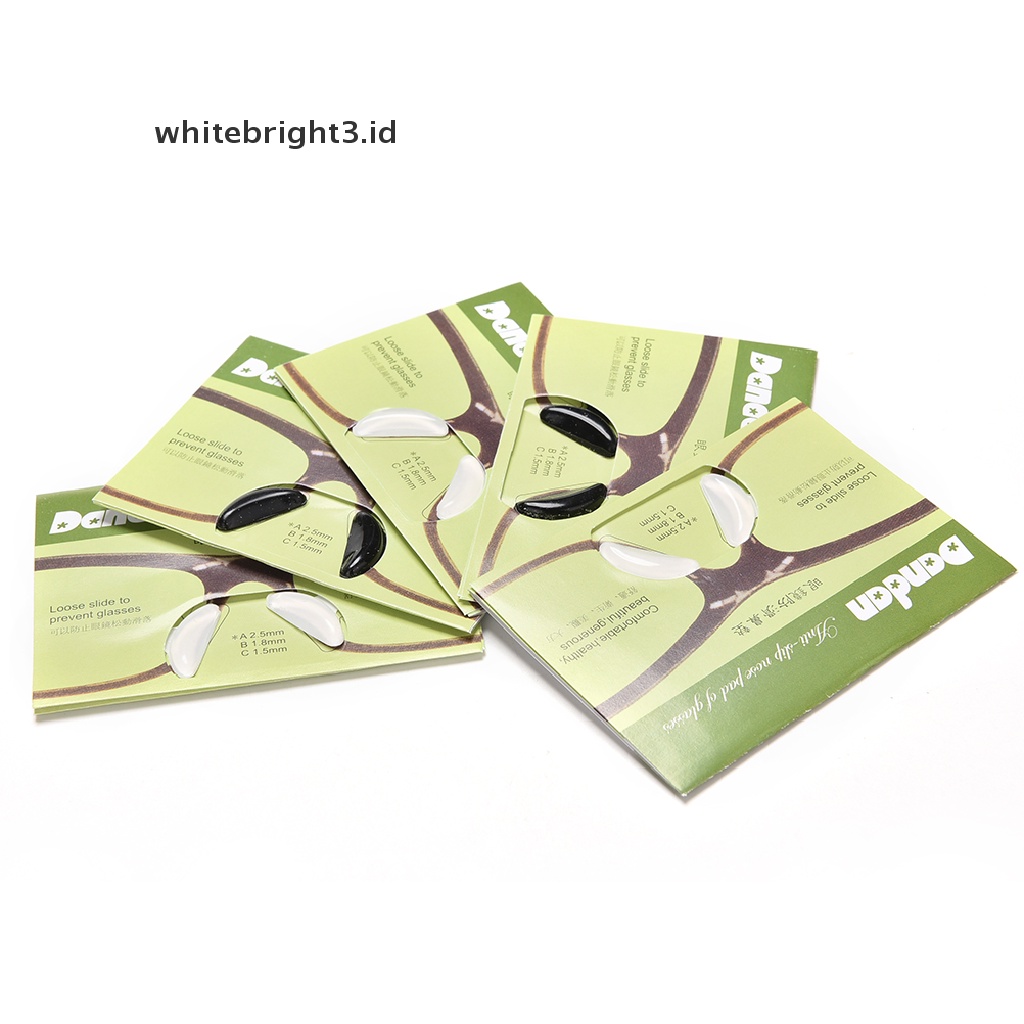 (whitebright3.id) 5 Pasang Bantalan Hidung Anti Slip Bahan Silikon Untuk Kacamata