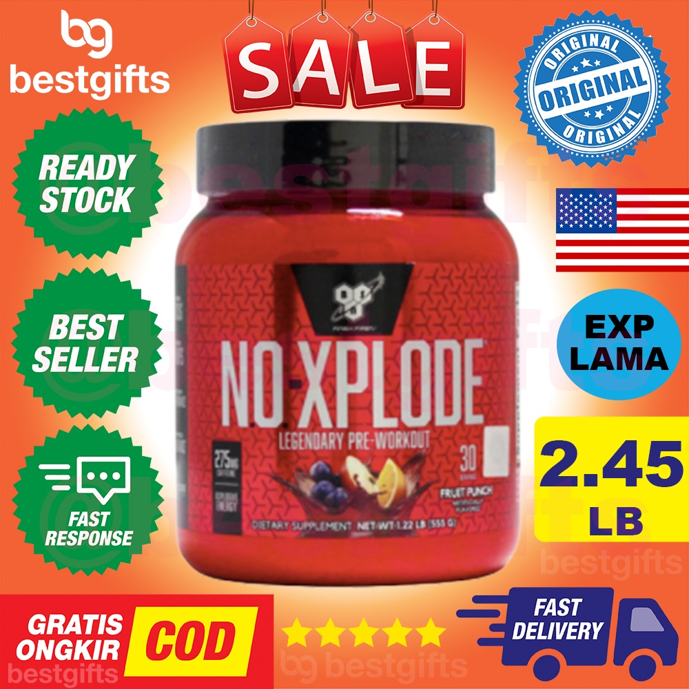 BSN FINISH FIRST NO XPLODE LEGENDARY PRE WORKOUT PWO PREWORKOUT MENINGKATKAN KEKUATAN ENERGI 2.45 LB