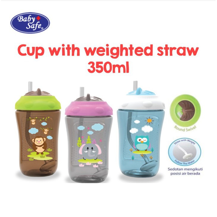 Botol Minum Sedotan Baby Safe Cup Weighted Straw 300ml (FS405) / Botol Minum 300 mL