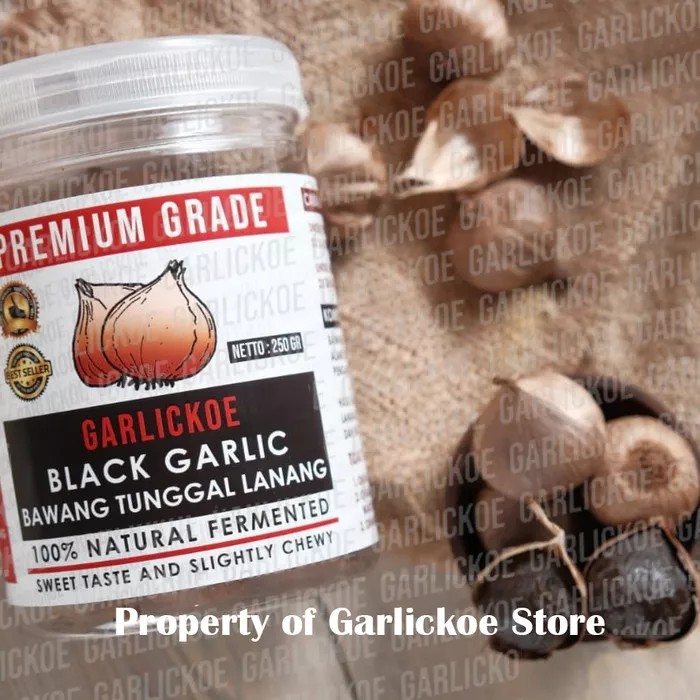 

BLACK GARLIC / BAWANG HITAM TUNGGAL LANANG 250gr PREMIUM GARLICKOE