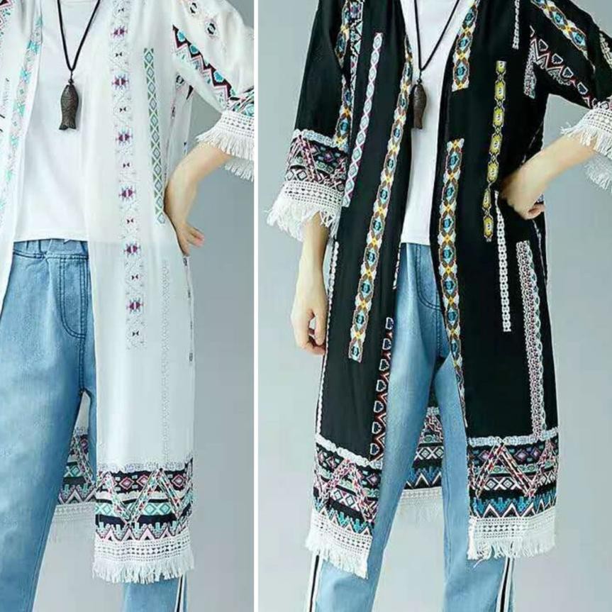 ➾ 27-9905 Bohemian Long Outer / Cardigan Panjang motif Ek ☞