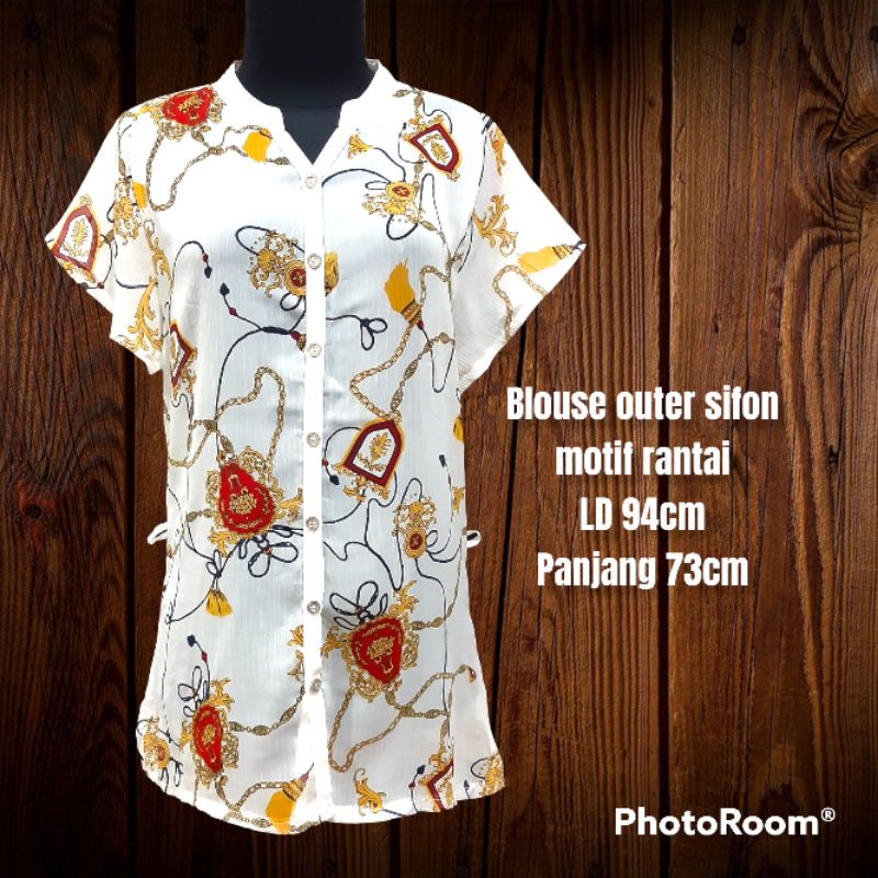 Blouse outer wanita sifon motif rantai