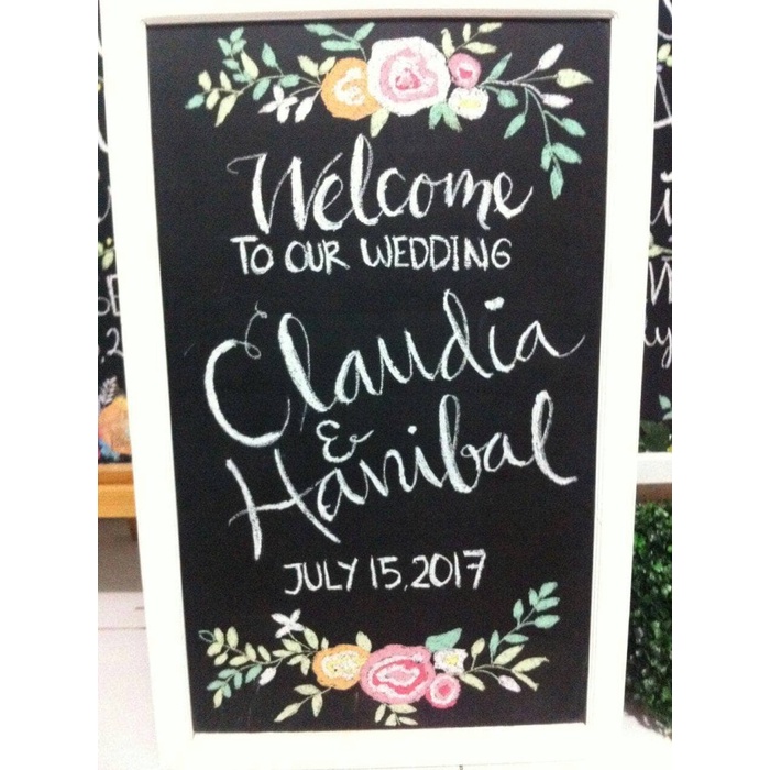 

Murah.. Papan Tulis Kapur Dekorasi Wedding 50x80 Stand 120 Chalkboard promo