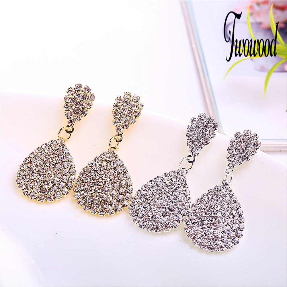 Anting Berlian Imitasi Bentuk Water Drop Untuk Wanita
