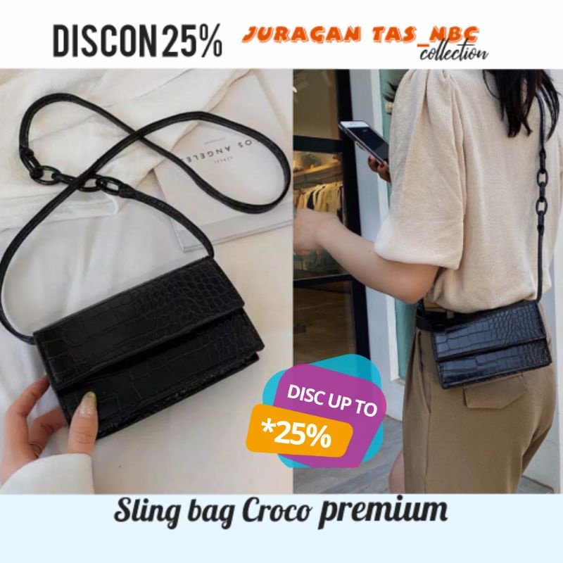 NBC -Spencer Sling bag -Tas mini Croco - Tas selempang wanita