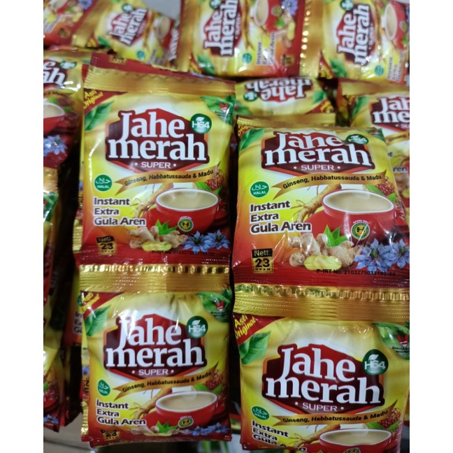 

Jahe Merah Super H64 Extra Gula Aren Madu Ginseng isi 12 sachet