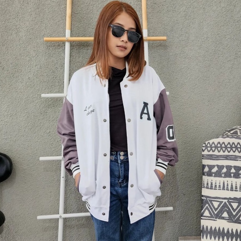 Hoodie Oversize Wanita A Ever Baseball Bahan Pleece Korean Style