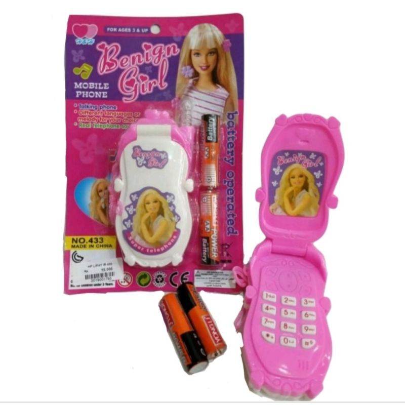 HP Handphone Lipat Barbie Princess Girl Mainan Anak Telepon Telpon Cewek Frozen Lampu