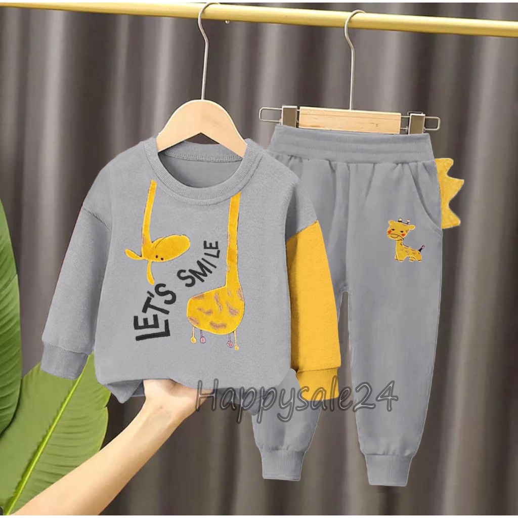 SETELAN SWEATER JOGGER ANAK BAJU ANAK 1-5 TAHUN MOTIF JERAPAH SWEATER ANAK LAKI LAKI DAN PEREMPUAN