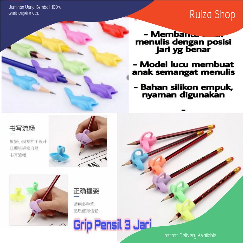 

Pencil holder Pensil Grip Alat Bantu Menulis Anak Model Dolphin dan 3 Jari Silikon