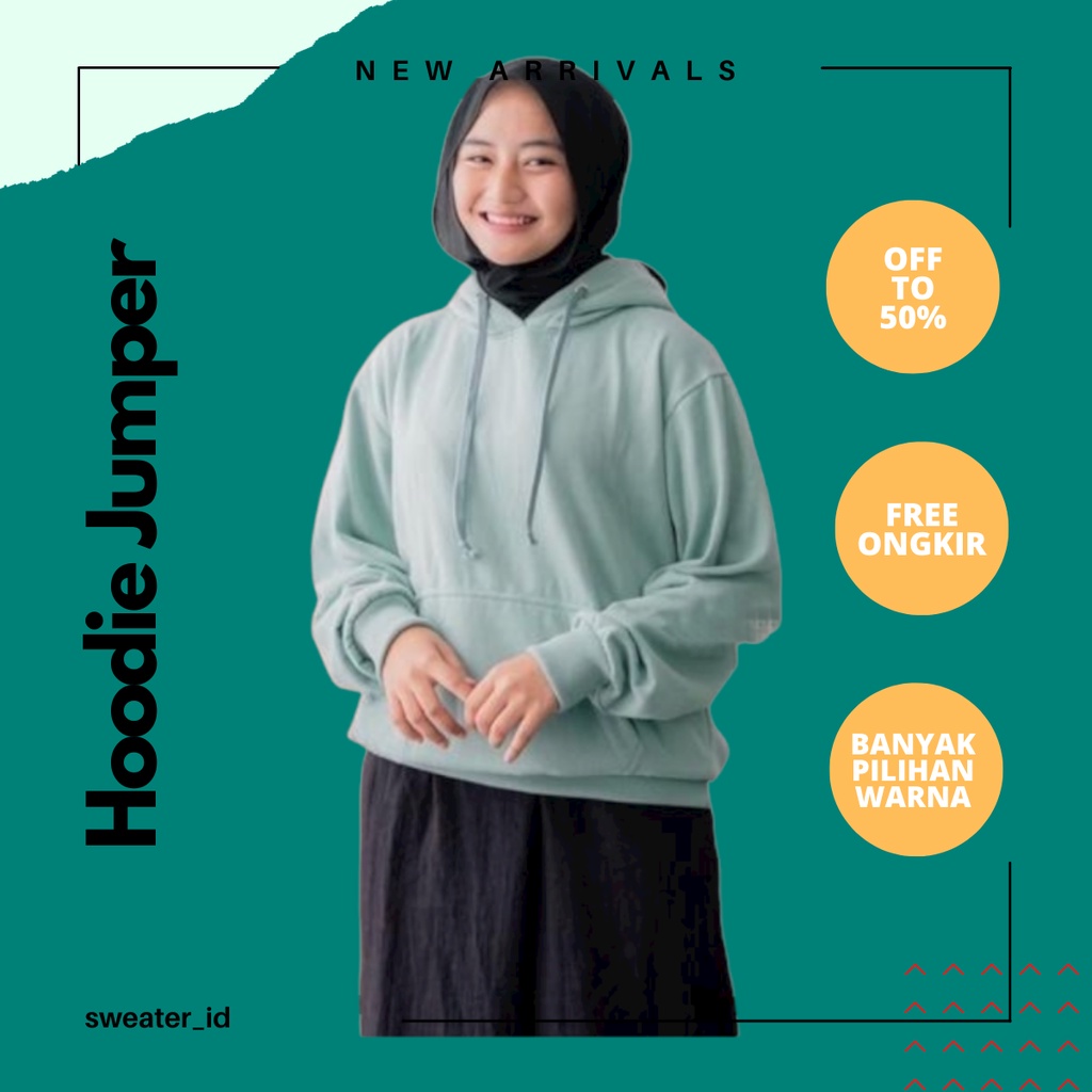 SWEATER_ID Hoodie Jumper Sage Green Polos Unisex Pria Wanita Fleece Tebal