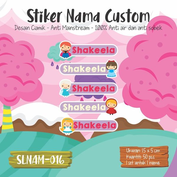 

sale sticker label nama anak girl waterproof cute cupcake cewek SLNAM-016 Murah
