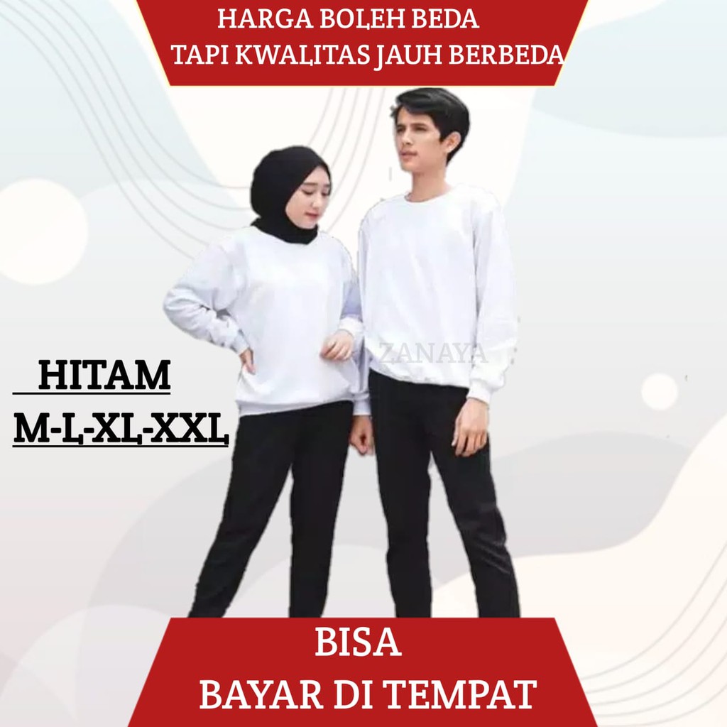 BASIC SWITER POLOS | 15 WARNA SIZE M L XL XXL BAHAN FLEECE-Putih