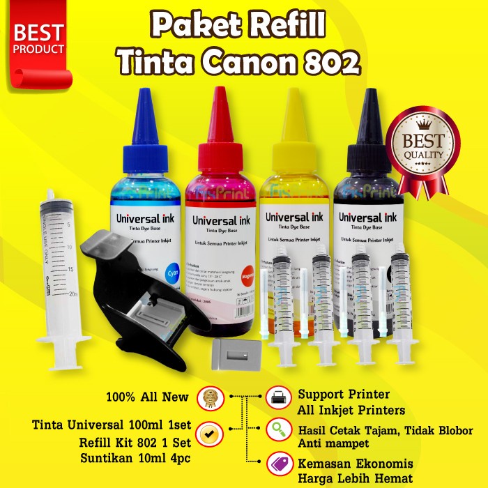 Paket tinta HP 4 warna untuk infus refill isi ulang 100ml Printer