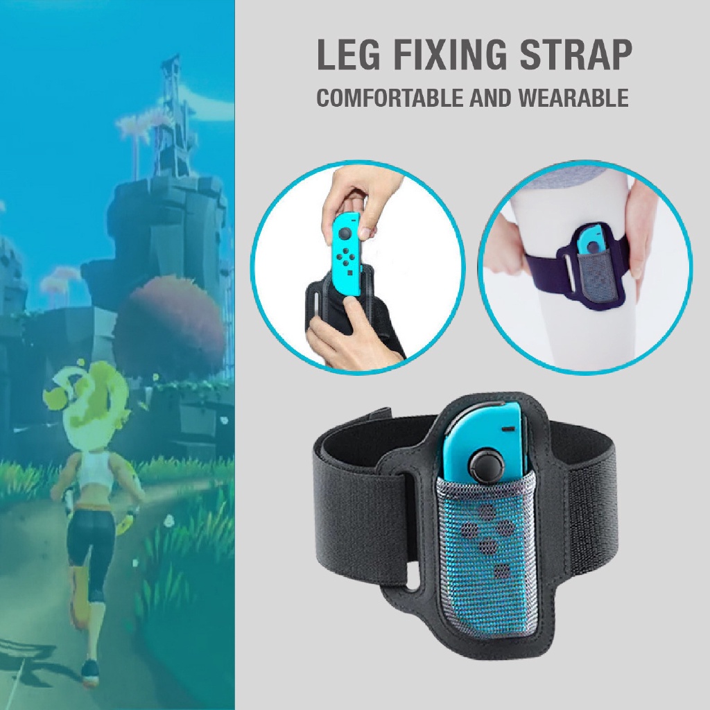 Strap Kaki Elastis Adjustable 56cm + Ring-con Grip Anti Slip Untuk Nintendo Switch Joy-con