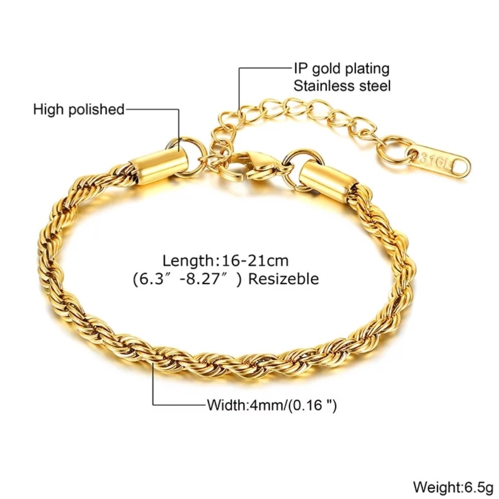 Gelang Tangan Model Tambang Untuk Wanita dan Pria Tarsedia Warna Gold