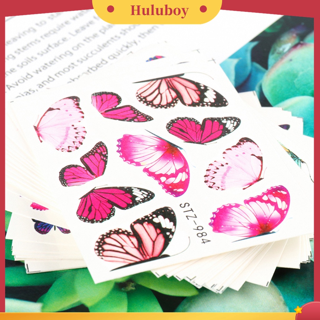 Huluboy Huluboy♡ 30 Pcs Stiker Nail Art Motif Kupu-Kupu Aneka Warna Untuk Rumah