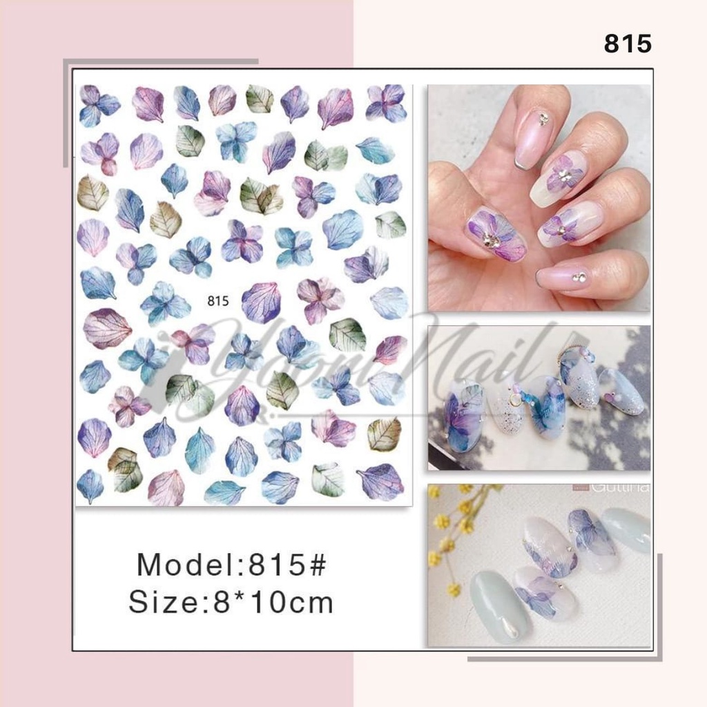 Nail Sticker Flower Stiker Bunga Kaktus Daun Dried Flower Sun Flower Series Ultra Thin Nail Stickers