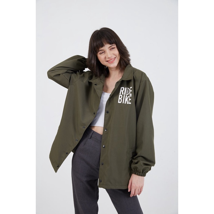Jaket Wanita Berrybenka Street - Outer Jaket Coach Wanita Legendary Bike - Olive, S(Z7N7)