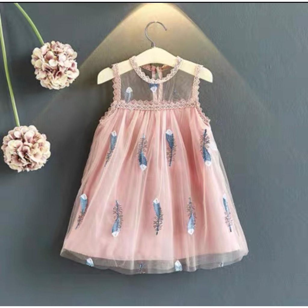 Dress Anak Perempuan Import Motif Bulu