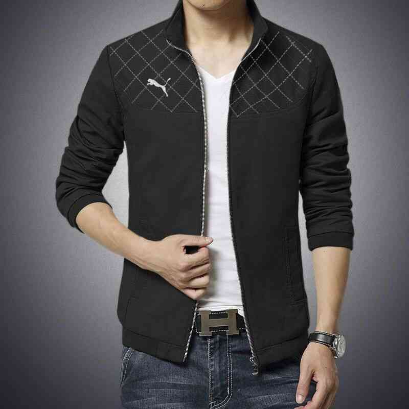S17 Jaket Puma Hitam variasi kotak LO jaket pria babyterry hitam